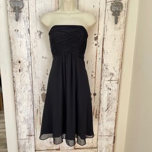 White House Black Market Sz 2 Woman Black Chiffon Strapless Cocktail Party Dress